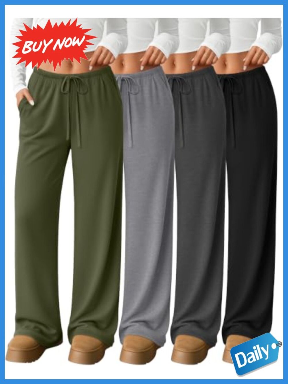 4 Pack Women's Wide Leg Lounge Yoga Pants with Pockets
